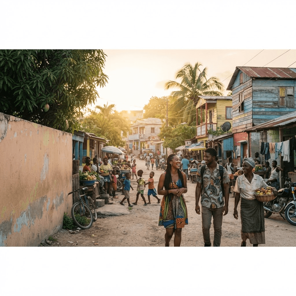 Communauté haïtienne réunie dans un environnement verdoyant